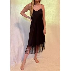 Silk Dress with Fringe